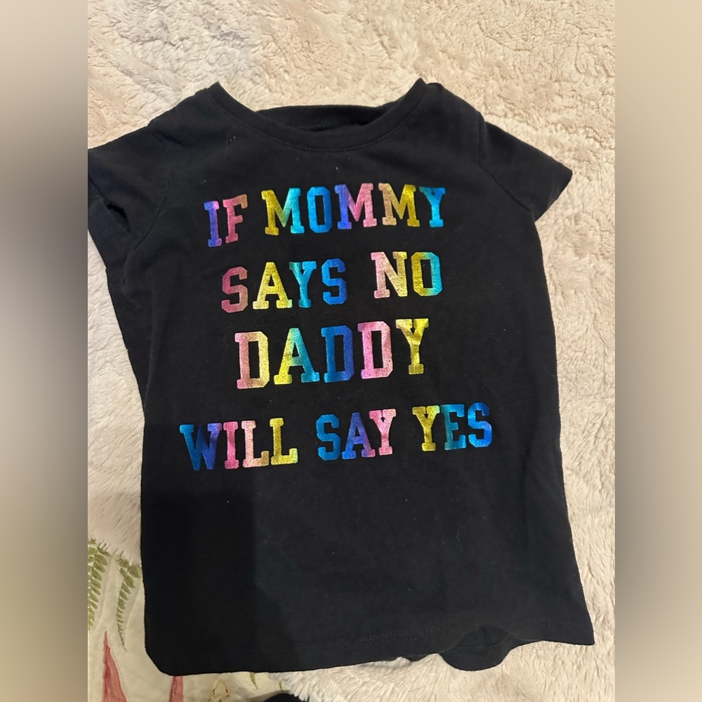 Black colorful words on the front